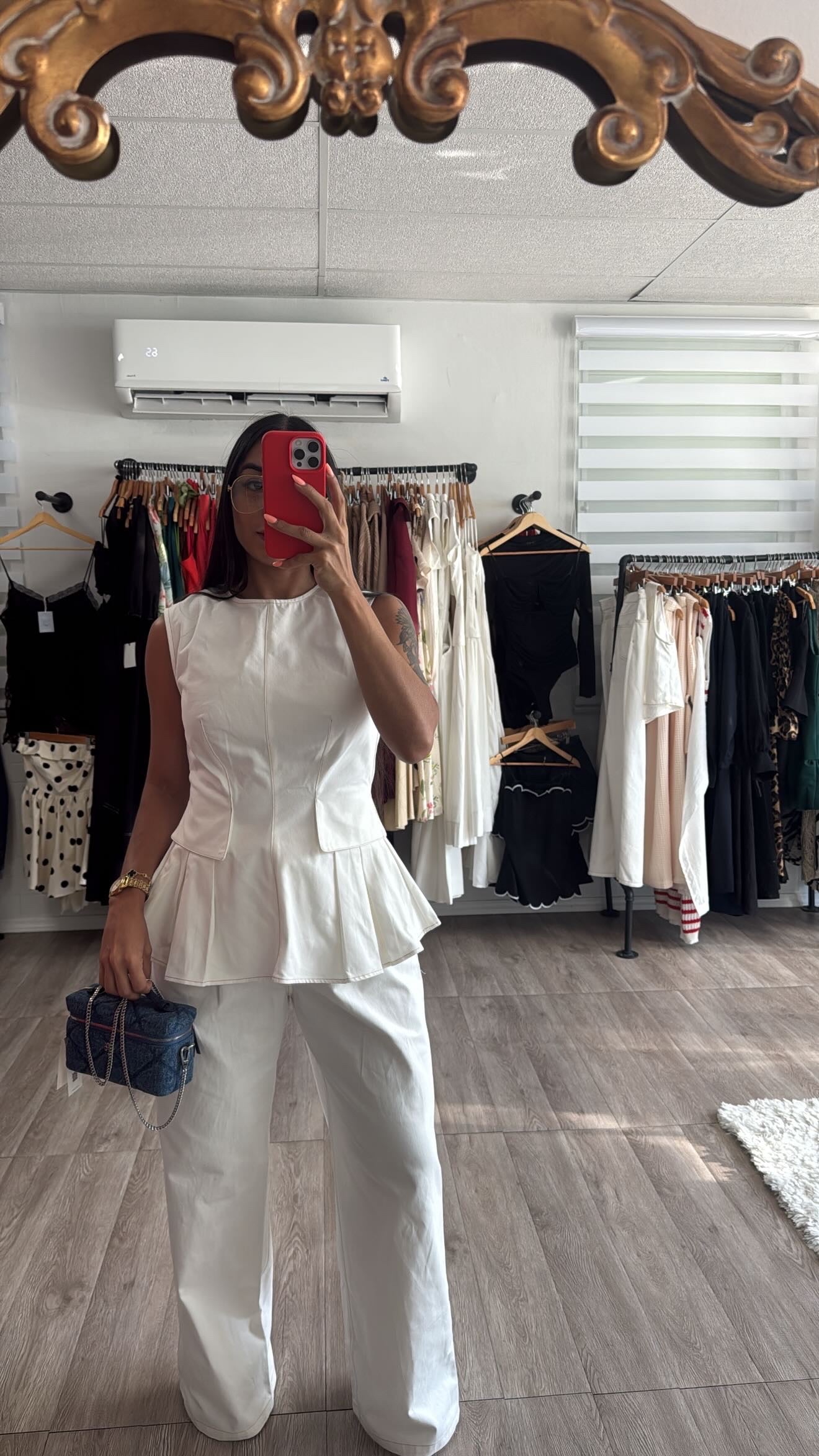 Peplum white Denim set