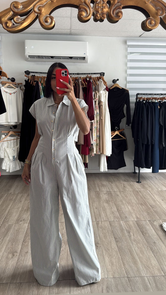 Stripe Sky Blue Jumpsuit