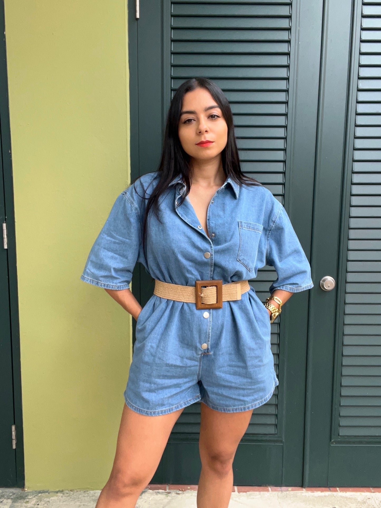 Denim Button romper