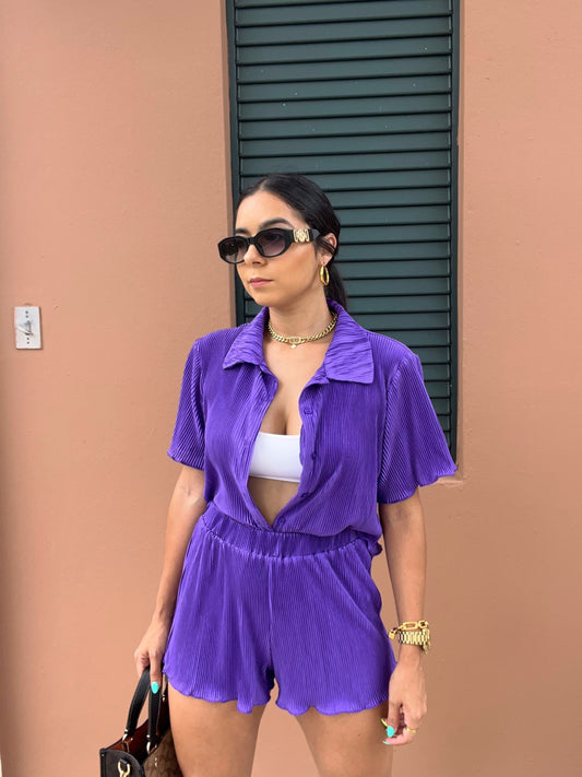 Purple Pleated Set