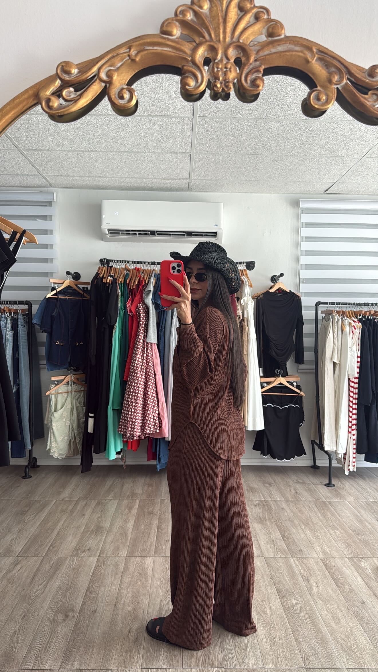 Restock Button Down set Brown