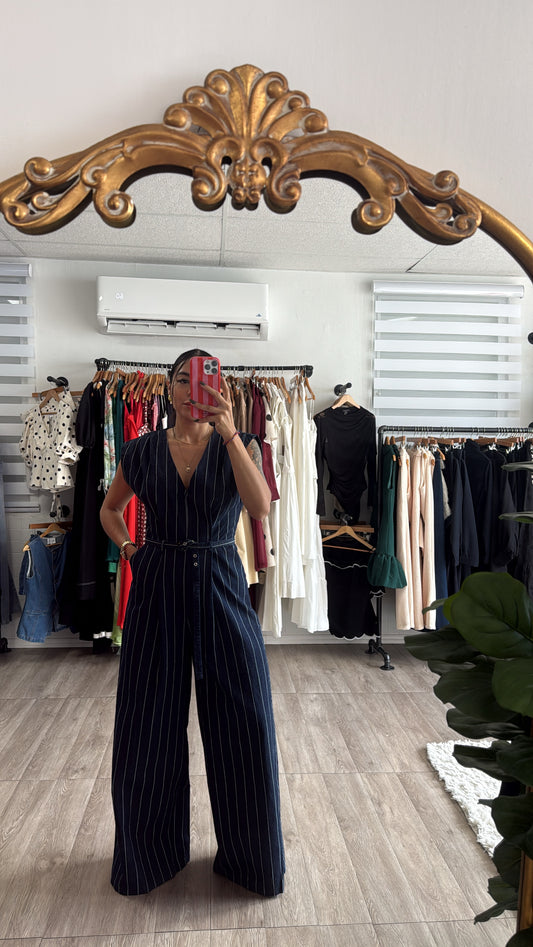 Stripe Denim Jumpsuit