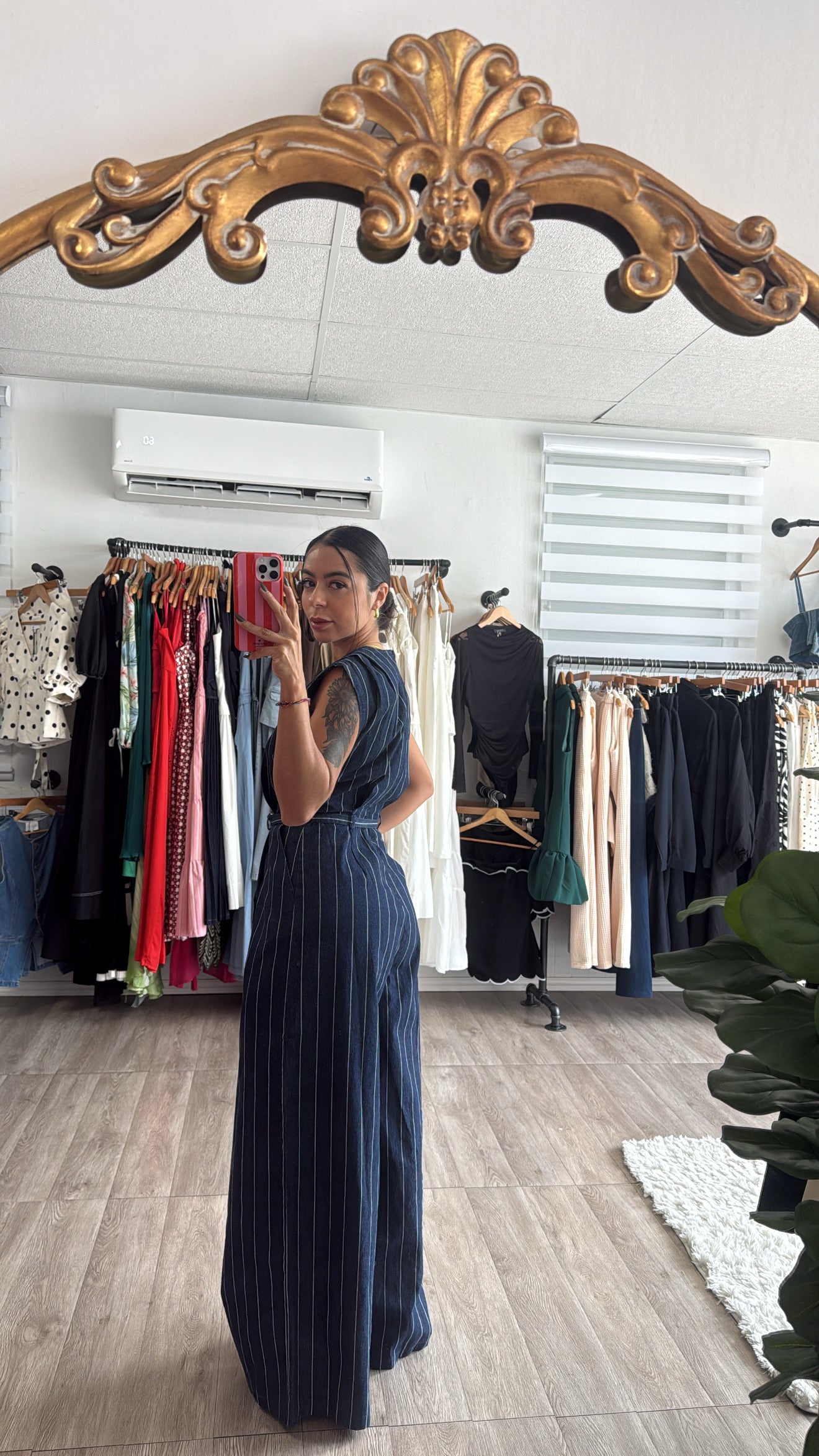 Stripe Denim Jumpsuit