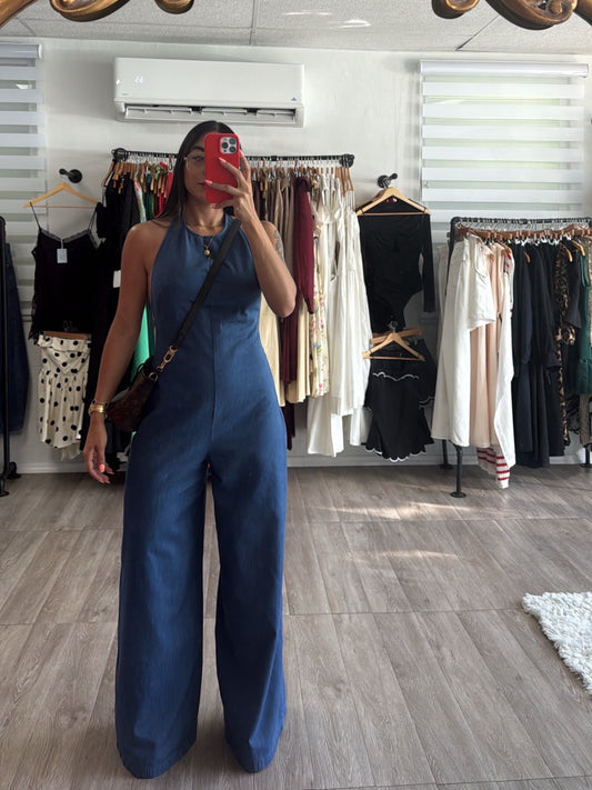 Denim Halter Jumpsuit RESTOCK