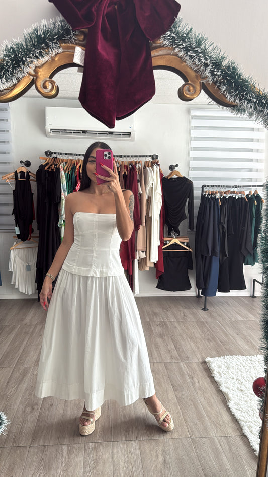 White corset midi dress