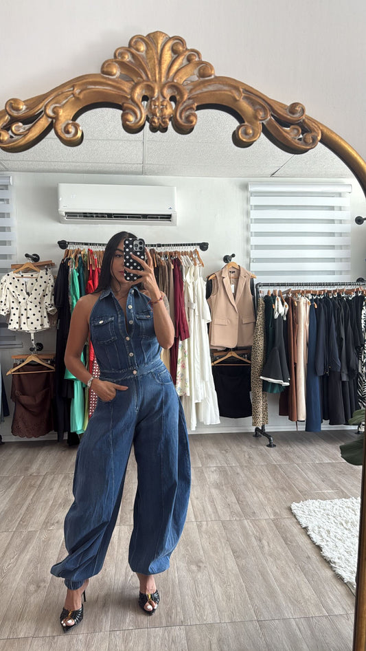 Balloon Denim Jumpsuit