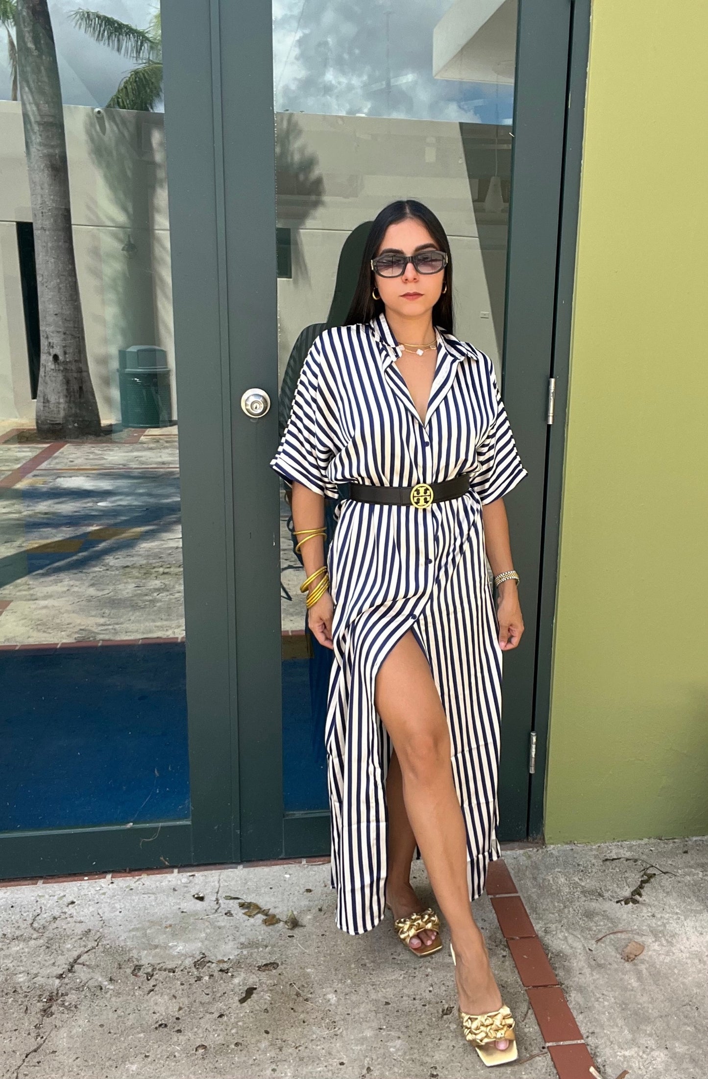 Stripe Button Dress