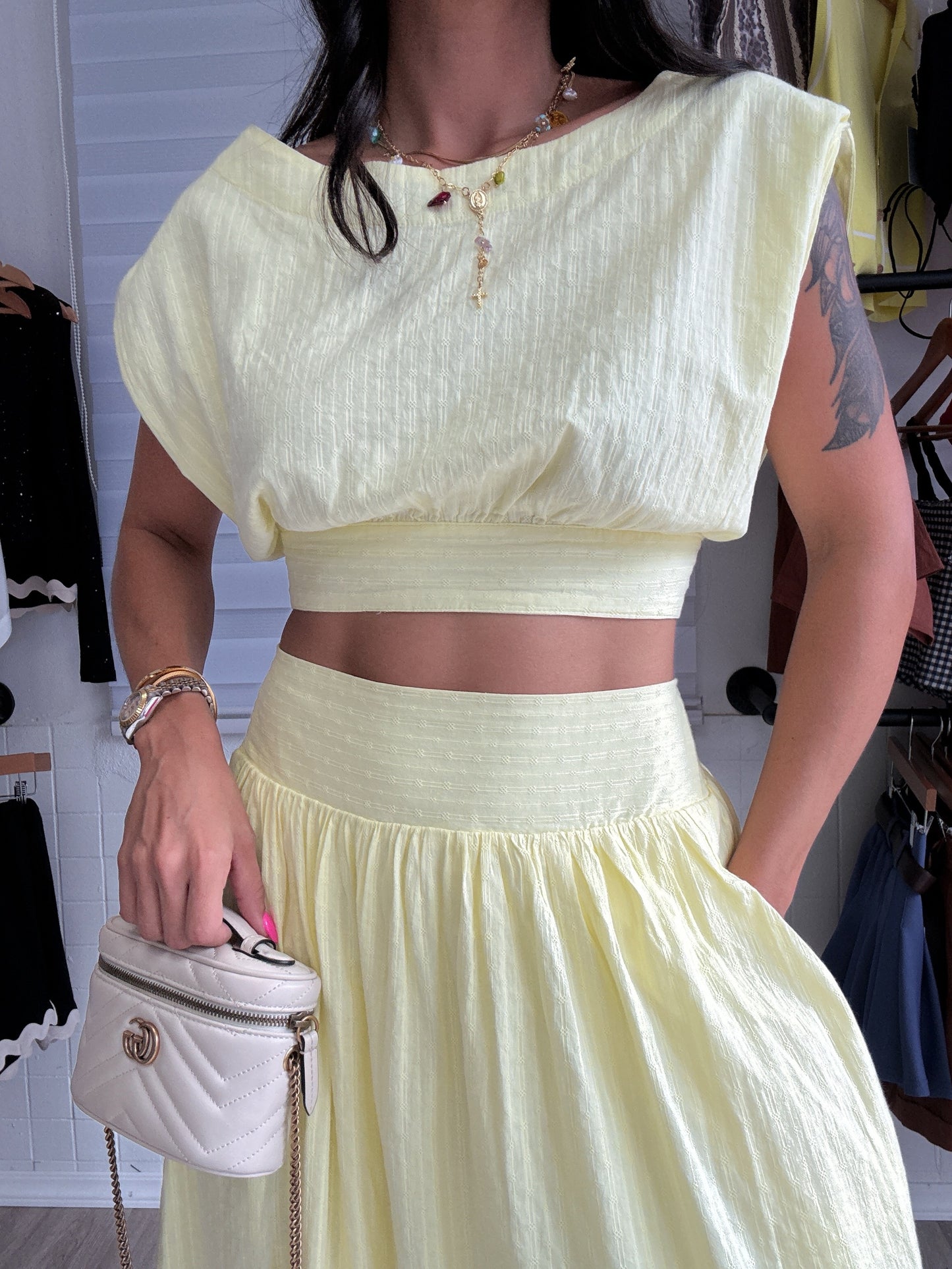 Pastel Yellow Skirt set