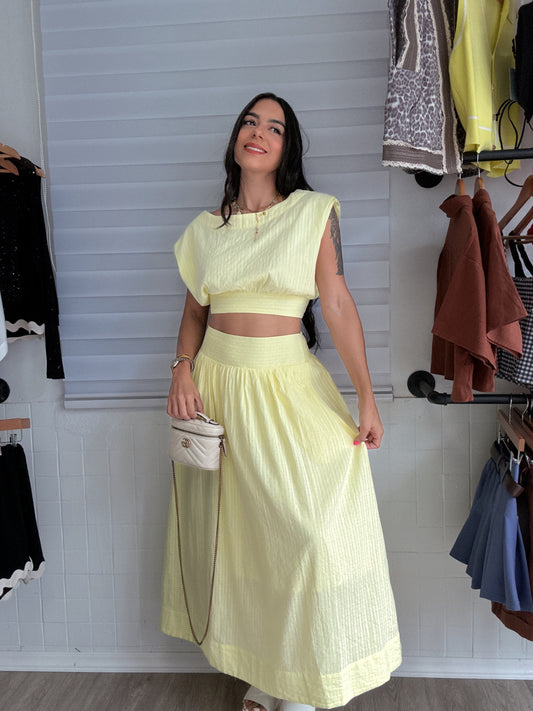 Pastel Yellow Skirt set