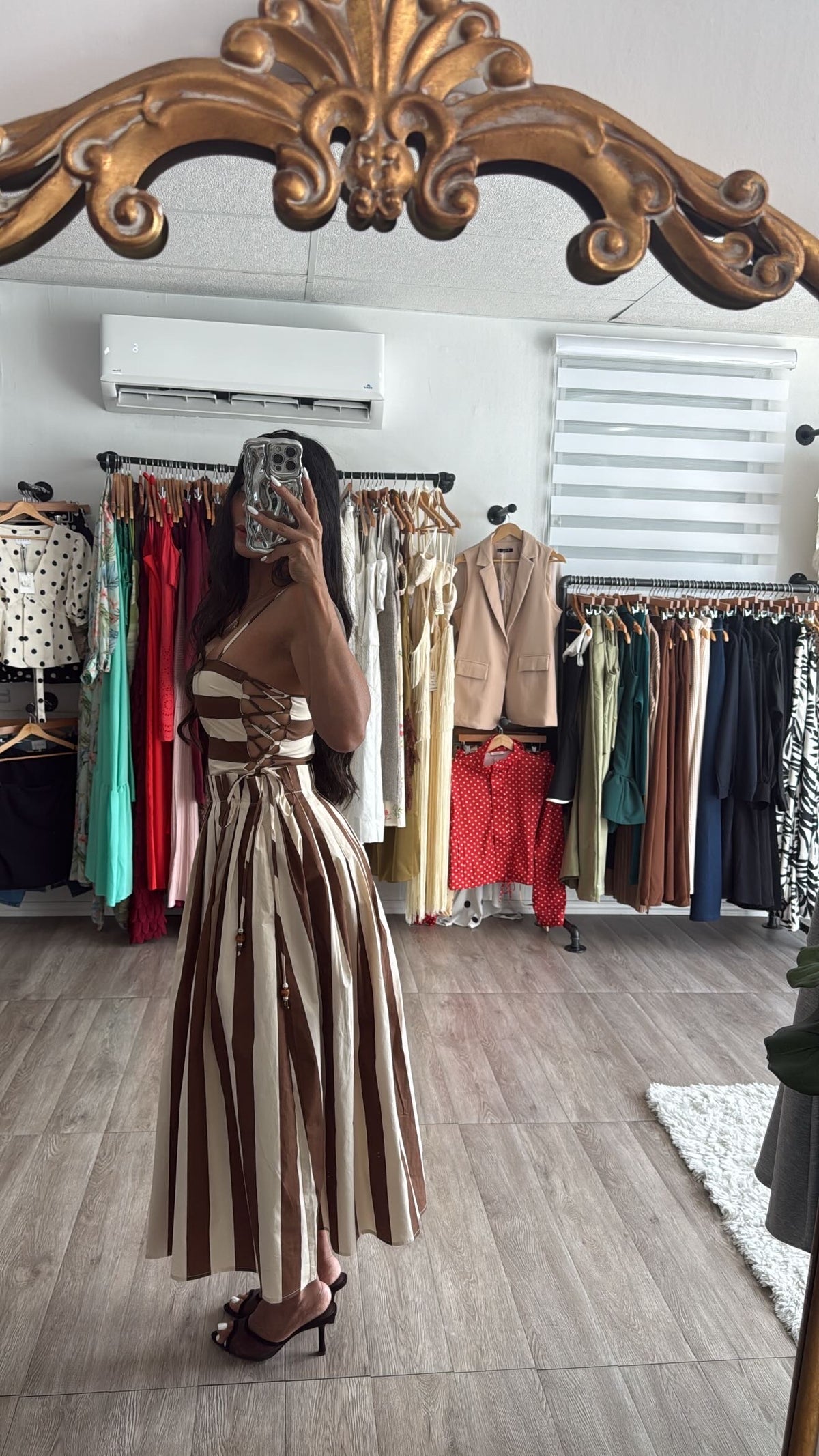 Stripe choco Midi Dress