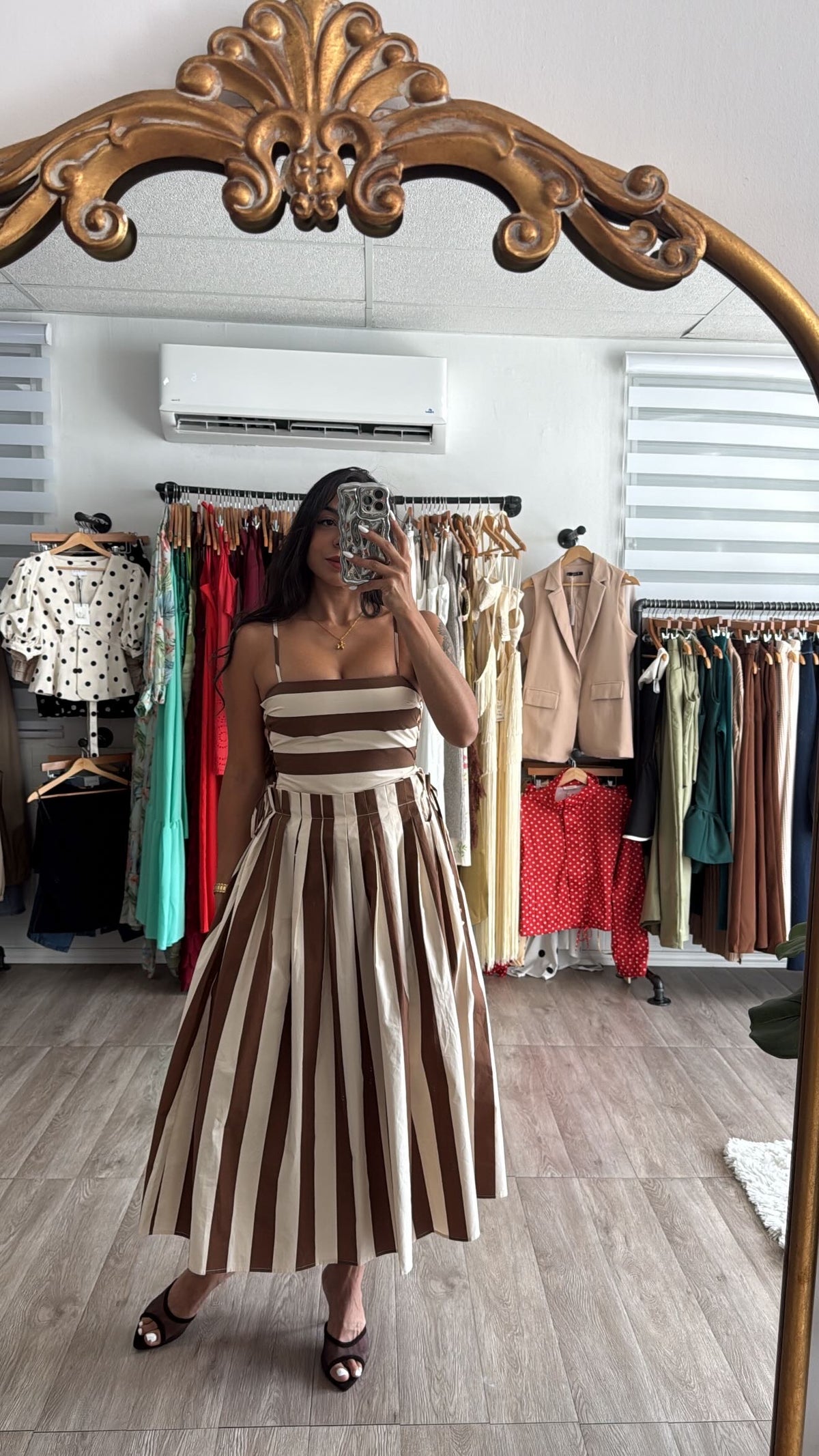 Stripe choco Midi Dress