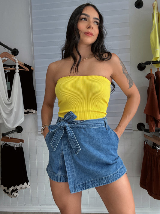 Denim Belt skort