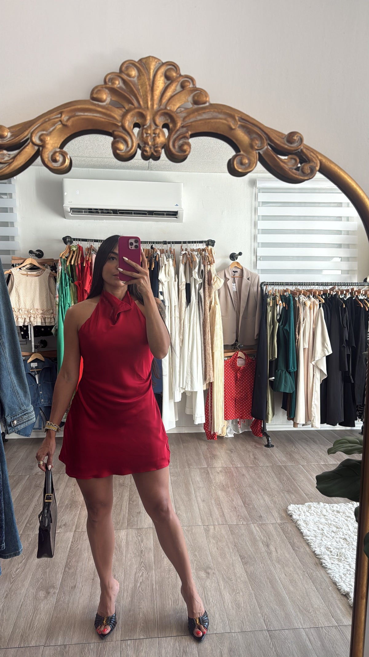 Mara’s Red satin dress