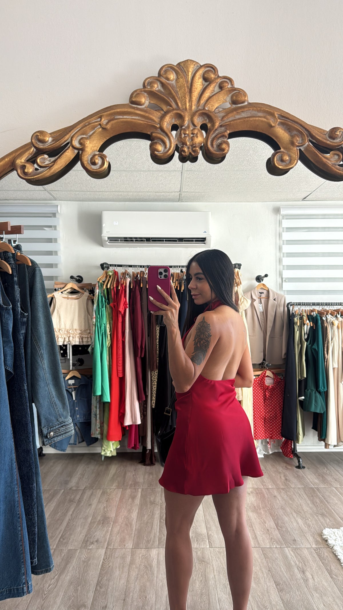 Mara’s Red satin dress