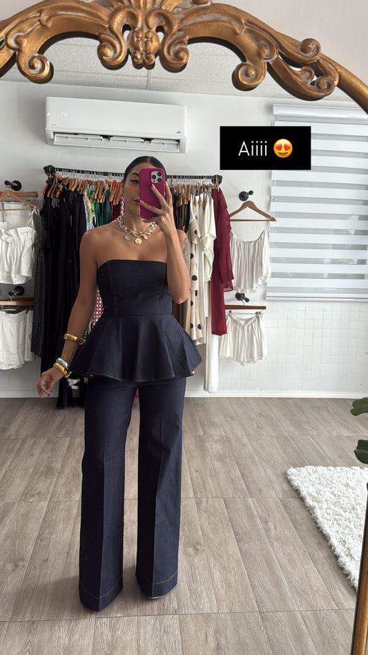 Denim Peplum set