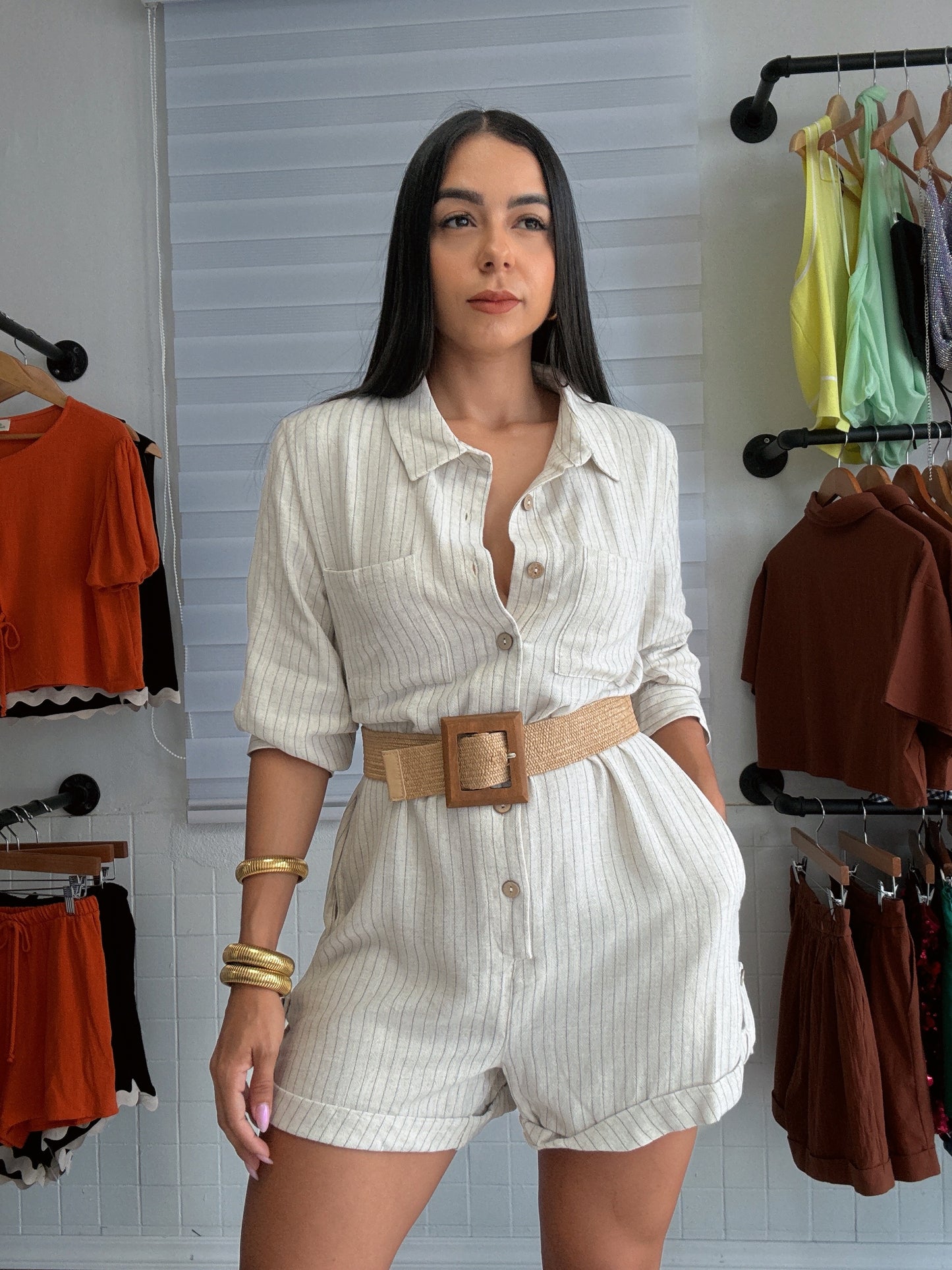 Stripe Linen Romper