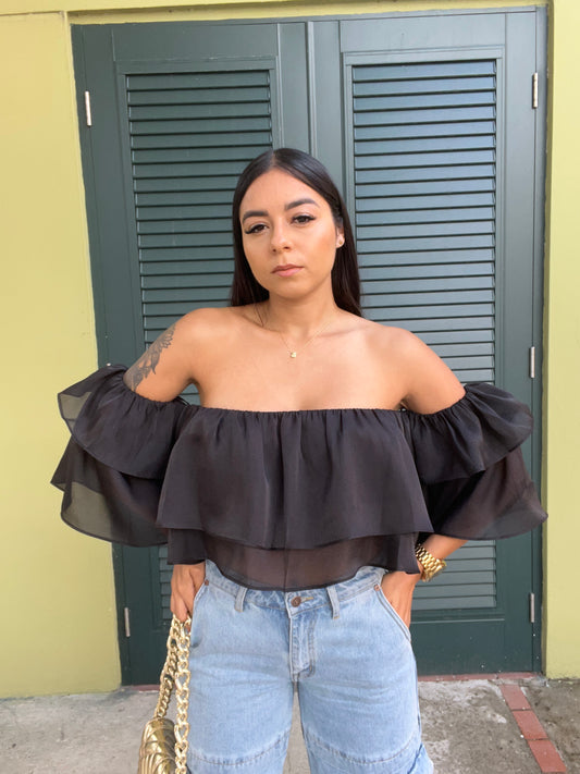 Organza Black Top