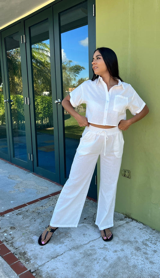 White Linen Set