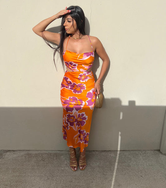 Flower Satin Dress