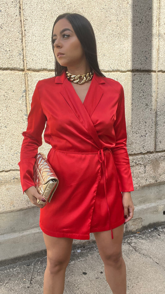 Satin Wrap Dress
