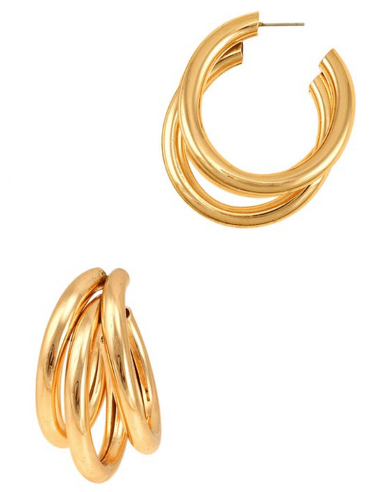 Three gold Earrings