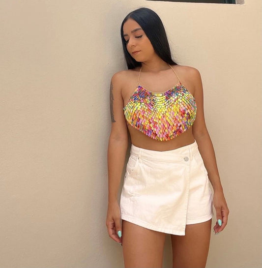 White Button Skort