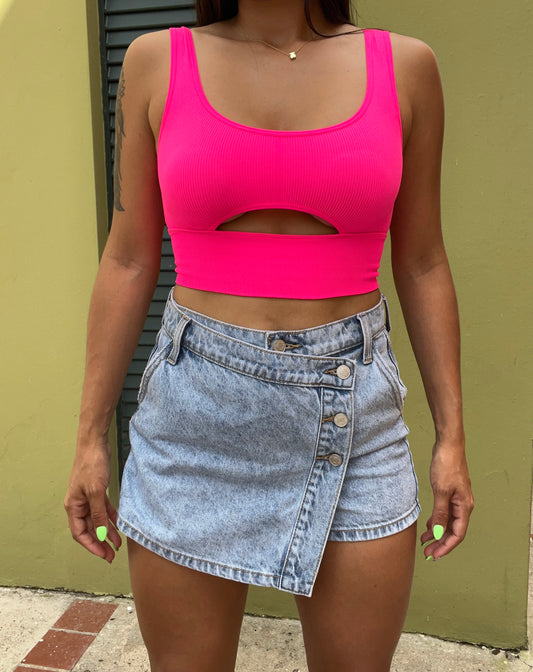 Denim 3 Buttons Skort